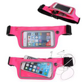 Pink Exercise Runners Waist Belt With Expandable Storage Pouch & Waterproof Phone Pocket